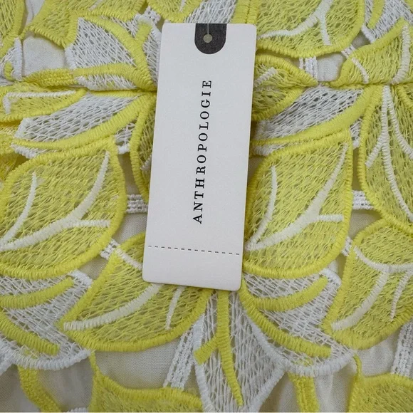 New Anthropologie Sunday In Brooklyn Buttercup Yellow Eyelet Midi Skirt - Picture 7 of 12